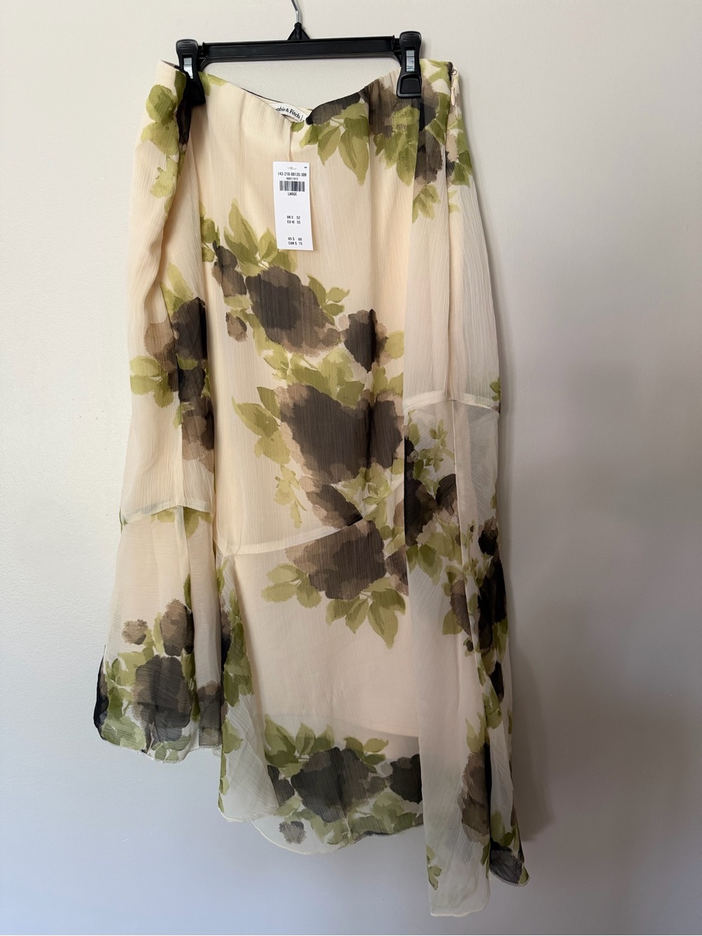 Abercrombie & Fitch Cream Floral Skirt with Olive and Black Accents
